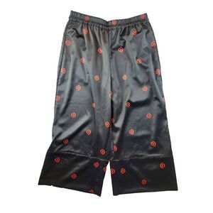 Roucha‎ Pants Womens D Black Satin All Over Print Barrel Leg Size XL MSRP $450